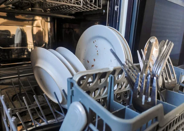 Haufen Ungewaschenes Schmutziges Geschirr Der Spüle Chaos Der Küche Schmutziges — Stockfoto