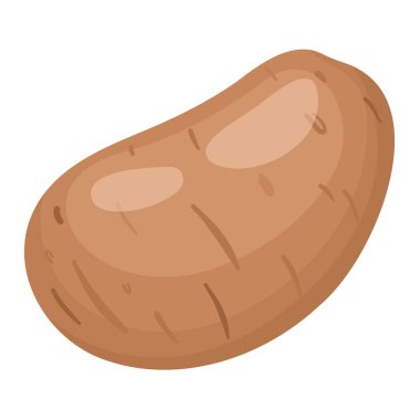 Patatesler düz vektör tarzında. Kaynamış fırında veya deride çiğ sarı patates kökü, beyaz arkaplanda izole edilmiş çizgi film vektör çizimi