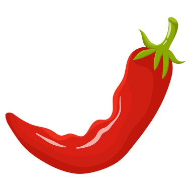 Kırmızı biber. Kırmızı biber. Kırmızı biber. Beyaz arkaplanda gölgesi olan biber ikonu. Acılı acı biber. Sebze tasviri. Meksika yemeği logosu. Vektör