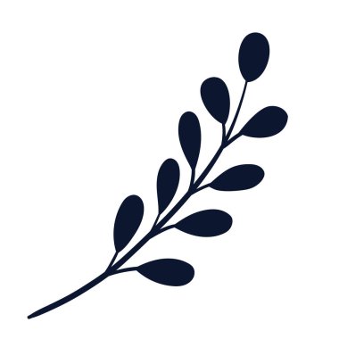 Web tasarımı için yaprakları olan basit bir vektör dalı, düz vektör tarzında, beyaz arkaplanda izole edilmiş. Çeşitli vektör dalları. Basit kalıplar. Stok illüstrasyonu