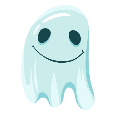 Düz vektör biçiminde hayaleti havaya kaldıran bir Cadılar Bayramı 'nın temsilcisi. Cadılar Bayramı partisi konsepti. Dekorasyon, tebrik kartı, poster, afiş ve logo için mistik tasarımlar. Ürkütücü çizgi film elemanları.