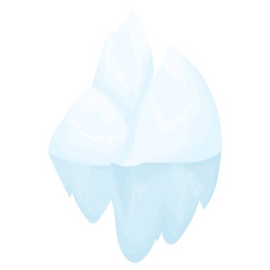 Karikatür vektör buzdağı, kutup buzulları, beyaz arka planda izole edilmiş buz zirvesi. Donmuş su kristalleri, yüzen buz basit bir şekilde yüzer. Kuzey Kutbu buzu.