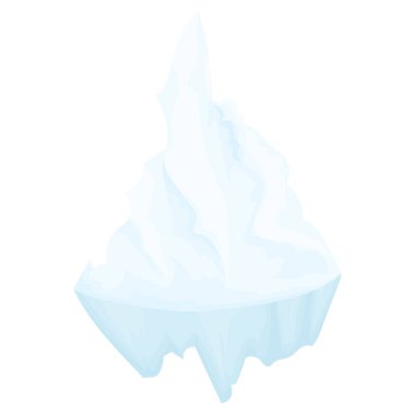 Karikatür vektör buzdağı, kutup buzulları, beyaz arka planda izole edilmiş buz zirvesi. Donmuş su kristalleri, yüzen buz basit bir şekilde yüzer. Kuzey Kutbu buzu.