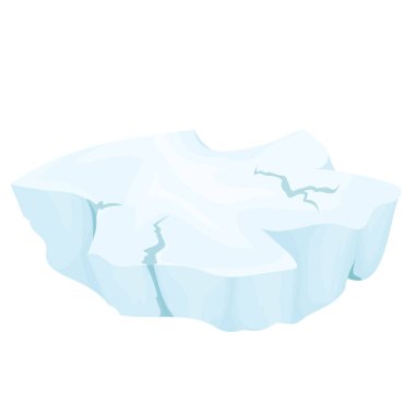 Kutup buzulları, çatlaklı buz kütleleri. Donmuş su kristalleri, beyaz arka planda izole edilmiş vektör içindeki mavi buz blokları. Basit vektör tarzında kutup buzu. Kış illüstrasyonu