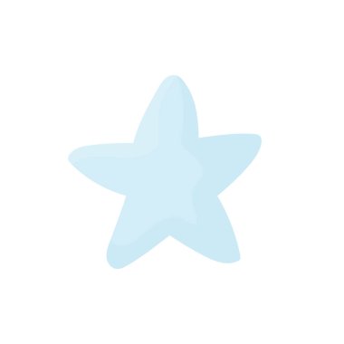 Beyaz arkaplanda izole edilmiş basit bir yıldız. Düz vektör tarzında mavi yıldız. Uzayda yıldız