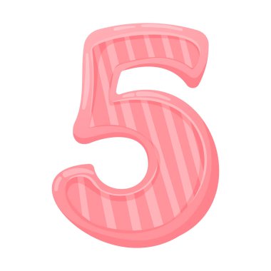 Beyaz arka planda 5 numaralı güzel el çizimi. Tebrik kartları, sosyal medya davetleri için düz vektör biçimli numara. Bir, iki, üç, dört, beş, altı, yedi, sekiz, dokuz, sıfır. Doğum günü, tarihler.