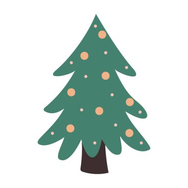 Basit el çizimi Noel ağacı. Minimalist tarzda Noel ağacı. Noel ve Yeni Yıl Sembolleri