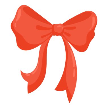 Beyaz arka planda izole edilmiş vektör kırmızı yay. Kartlar için düz fiyonk ve karalama stili hediye sertifikaları. Beyaz arkaplanda elle çizilmiş yay.