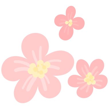 Bahar kiraz çiçeği açan çiçek buketi. İzole pembe yapraklar, çiçekler, dallar, yapraklar. Bahar ağacı illüstrasyonunu tasarla