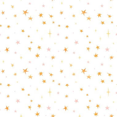 Arkaplan, duvar kağıdı, baskı, tekstil tasarımı, battaniye deseni, dekor için yıldızlı kusursuz vektör deseni. Şık bir şekilde yıldız deseni. Kusursuz desen, astroloji takımyıldızları