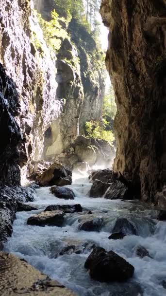 Garganta Partnach Hermoso Río Maravilla Natural Amanecer Situado Garmisch Partenkirchen — Vídeo de stock