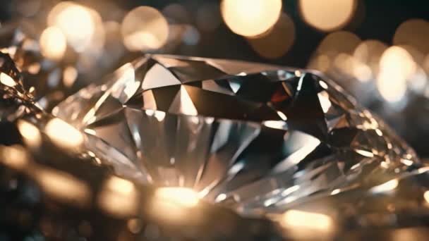 Спінінг Блискучий Золотий Діамант Чорному Фоні Безшовна Петля — стокове відео