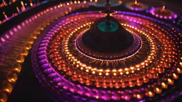 Roulette Wheel Chakras Colorful Gems Light Waving Black Background — Stock Video