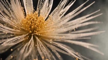 Soyut parçacık çiçeği siyah arkaplanda çiçek açan 3d animasyonu açar