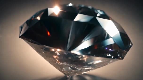 黒い背景のライトが付いているファンシーな回転光沢のある大きいダイヤモンド — ストック動画