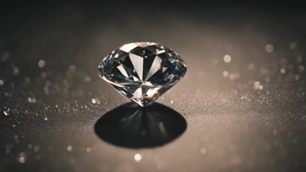 Vacker Glänsande Stor Diamant Med Ljuset Den Svarta Bakgrunden — Stockvideo