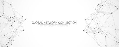 Global network connection. Social network communication in the global business concept. Big data visualization. Internet technology. Vector illustration