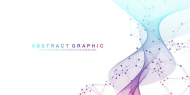 Birbirine bağlı çizgi ve noktaların olduğu soyut arkaplan numaraları, dalga akışı. Dijital sinirsel ağlar. Sunumunuz için ağ ve bağlantı arka planı. Grafik çokgen arkaplan. Vektör illüstrasyonu