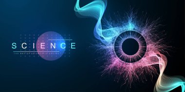 Moleküler soyut yapı arka planı. Molekül DNA 'lı bilimsel vektör çizimi. Pankart şablonu veya başlığı için tıbbi, bilim ve teknoloji kavramı