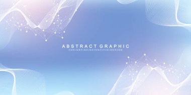 Birbirine bağlı çizgi ve noktaların olduğu soyut arkaplan numaraları, dalga akışı. Dijital sinirsel ağlar. Sunumunuz için ağ ve bağlantı arka planı. Grafik çokgen arkaplan. Vektör illüstrasyonu