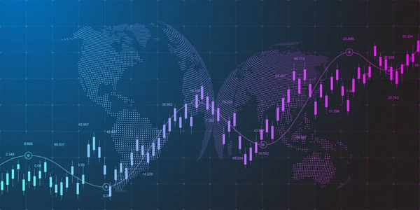 財務データグラフの背景 レポートと投資のための燭台チャートとビジネスの背景 金融市場取引の概念 ベクターイラスト — ストックベクタ
