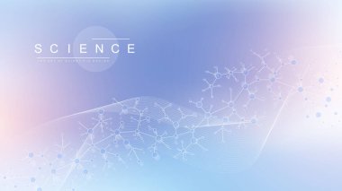 Moleküler soyut yapı arka planı. Molekül DNA 'lı bilimsel vektör çizimi. Pankart şablonu veya başlığı için tıbbi, bilim ve teknoloji kavramı