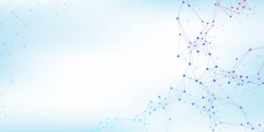 Moleküler soyut yapı arka planı. Molekül DNA 'lı bilimsel illüstrasyon. Pankart şablonu veya başlığı için tıbbi, bilim ve teknoloji kavramı