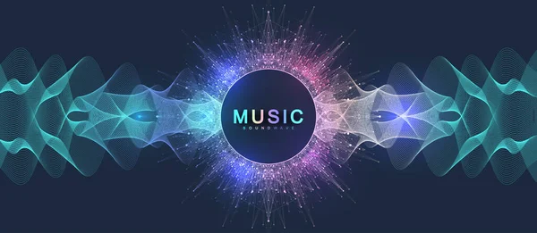 Tête Affiche Musicale Pour Festival Électronique Avec Lignes Pointillées Vagues — Image vectorielle