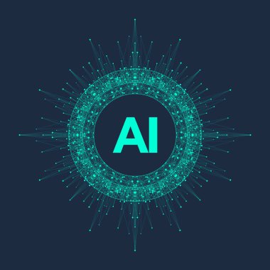 Artificial Intelligence. Future Tech Logo AI. Artificial Intelligence and Machine Learning Concept. Vector symbol AI. Neural networks and another modern technologies concepts. clipart