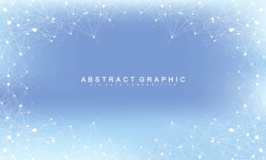 Genel ağ bağlantı pankartı tasarım şablonu. Küresel iş konseptinde sosyal ağ iletişiminin başı. Büyük veri görselleştirmesi. İnternet teknolojisi.