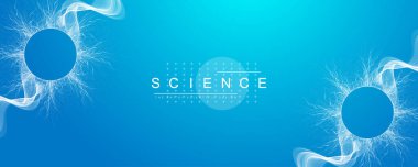 Moleküler soyut yapı arka planı. Molekül DNA 'lı bilimsel vektör çizimi. Pankart şablonu veya başlığı için tıbbi, bilim ve teknoloji kavramı