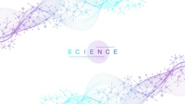 Bilimsel Araştırma ve Gen genetiği, Sağlık ve Tıp Tasarımı için Deoksiribonükleik Asit Yapısı ve Hücre Molekülleri ile DNA Soyut Arkaplan.