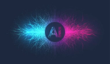 Dijital stilde yapay zeka üretken bayrak kavramı. İnternet Teknolojisi için Üretici Fikirler Tasarım Elemanı. Gelecek Teknolojisi Yapay Zeka Konsepti