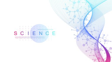 Bilimsel Araştırma ve Gen genetiği, Sağlık ve Tıp Tasarımı için Deoksiribonükleik Asit Yapısı ve Hücre Molekülleri ile DNA Soyut Arkaplan.