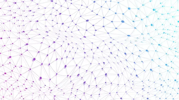 抽象的な技術ネットワーク接続ドット デジタル技術とビッグデータ分析の背景 プレキサスラインの白い背景 抽象メッシュによる幾何学的背景 — ストックベクタ