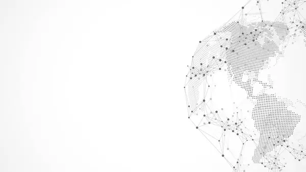 グローバルネットワーク接続バナーデザインテンプレート グローバルビジネスコンセプトにおけるヘッダーソーシャルネットワークコミュニケーション ビッグデータの可視化 インターネット技術 — ストック写真