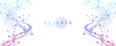 Bilimsel Araştırma ve Gen genetiği, Sağlık ve Tıp Tasarımı için Deoksiribonükleik Asit Yapısı ve Hücre Molekülleri ile DNA Soyut Arkaplan.