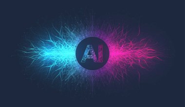 Dijital stilde yapay zeka üretken bayrak kavramı. İnternet Teknolojisi için Üretici Fikirler Tasarım Elemanı. Gelecek Teknolojisi Yapay Zeka Konsepti