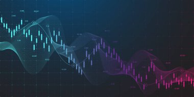 Finansal yatırım veya ekonomik eğilimler iş fikir tasarımı için grafik kavramı borsa veya forex ticaret grafiği. Dünya çapında finans geçmişi. Vektör çizimi.