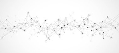 Genel ağ bağlantı pankartı tasarım şablonu. Küresel iş konseptinde sosyal ağ iletişiminin başı. Büyük veri görselleştirmesi. İnternet teknolojisi.