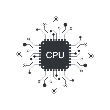 Dijital çip işlemcisi. Yarı iletken teknoloji konsepti. Teknolojik Fütürist Şablon. Kuantum bilgisayar veritabanı kavramı