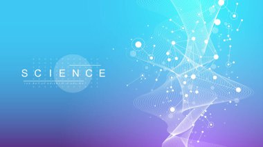 Bağlı çizgi ve noktalarla soyut arkaplan numaraları. Dijital sinirsel ağlar. Sunumunuz için ağ ve bağlantı arka planı. Grafik çokgen arkaplan. Vektör illüstrasyonu