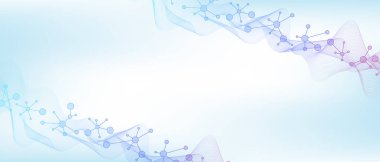 Moleküler soyut yapı arka planı. Molekül DNA 'lı bilimsel vektör çizimi. Pankart şablonu veya başlığı için tıbbi, bilim ve teknoloji kavramı.