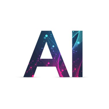 AI Banner Concept In The Digital Style. İnternet Teknolojisi için Üretici Fikirler Tasarım Elemanı. Gelecek Teknolojisi Yapay Zeka Konsepti