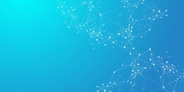 Genel ağ bağlantı pankartı tasarım şablonu. Küresel iş konseptinde sosyal ağ iletişiminin başı. Büyük veri görselleştirmesi. İnternet teknolojisi.