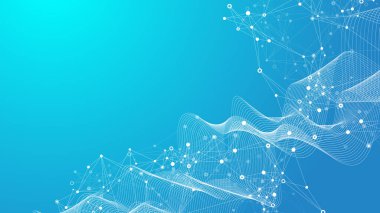 Genel ağ bağlantı pankartı tasarım şablonu. Küresel iş konseptinde sosyal ağ iletişiminin başı. Büyük veri görselleştirmesi. İnternet teknolojisi.