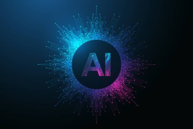 AI Banner Concept In The Digital Style. İnternet Teknolojisi için Üretici Fikirler Tasarım Elemanı. Gelecek Teknolojisi Yapay Zeka Konsepti.