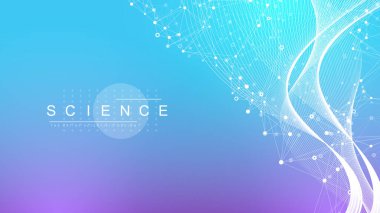 Bağlı çizgi ve noktalarla soyut arkaplan numaraları. Dijital sinirsel ağlar. Sunumunuz için ağ ve bağlantı arka planı. Grafik çokgen arkaplan. Vektör illüstrasyonu