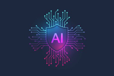 AI Banner Concept In The Digital Style. İnternet Teknolojisi için Üretici Fikirler Tasarım Elemanı. Gelecek Teknolojisi Yapay Zeka Konsepti