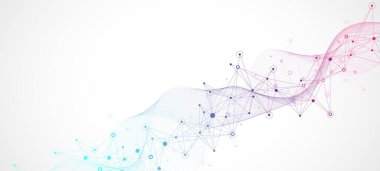 Genel ağ bağlantı pankartı tasarım şablonu. Küresel iş konseptinde sosyal ağ iletişiminin başı. Büyük veri görselleştirmesi. İnternet teknolojisi.